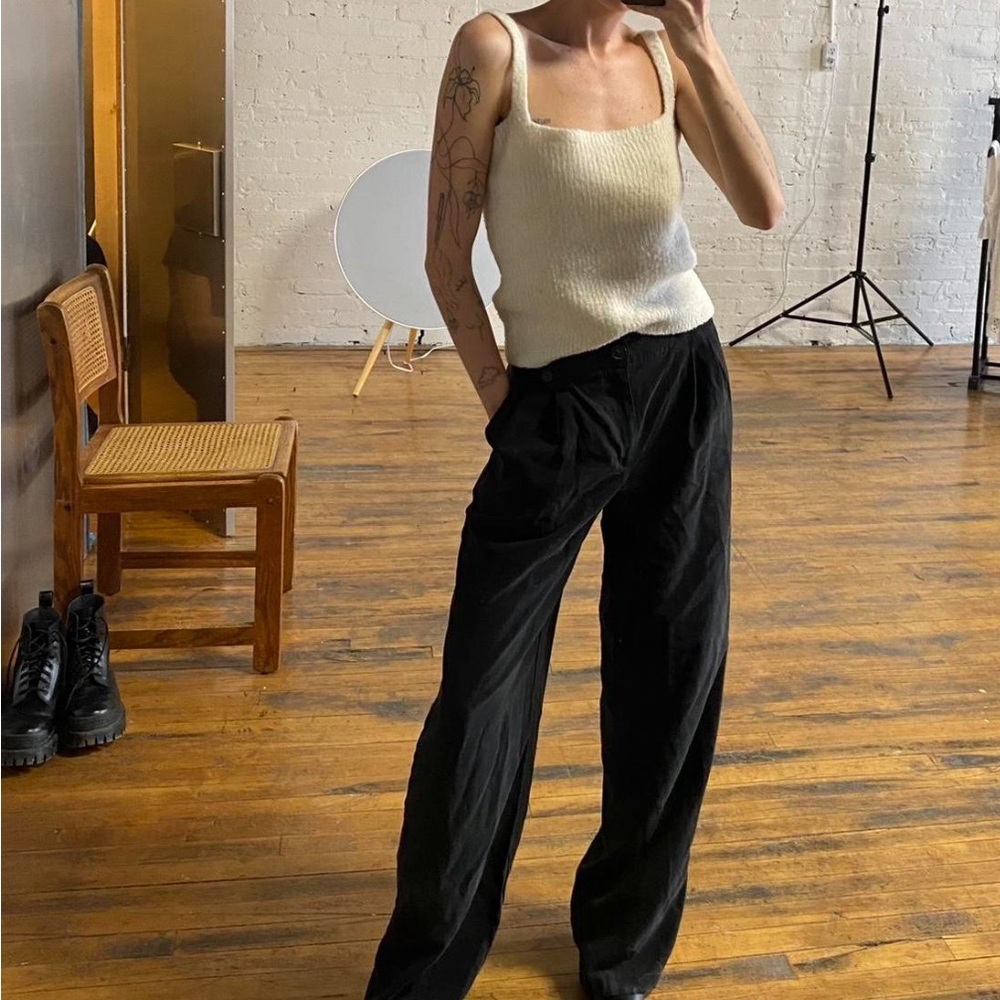 White Knit Square Neck Tank Top